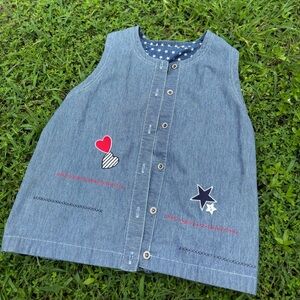 Vintage Lightweight Denim Vest – Women’s Size 10 patriotic red white and blue